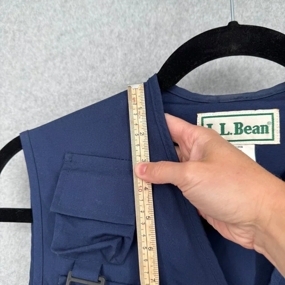 LL Bean VTG Fishing Tactical Vest Size L Blue Cargo Pockets Outdoor Sportsman